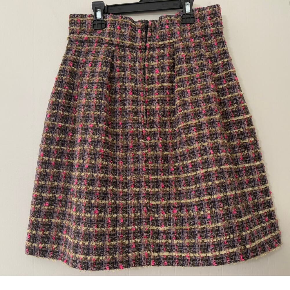 Lew Greene Private Collection Boutique Size 2 Chenille Green Pink Tweed Skirt - Picture 2 of 4